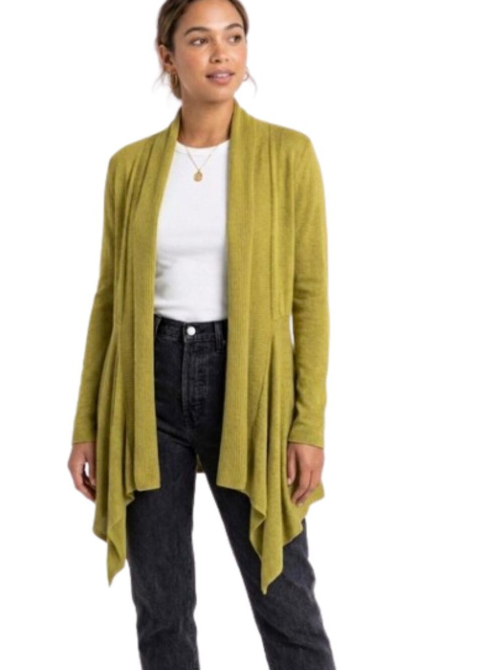 Marks & Spencer Linen Cardigan Open Long Waterfall Midweight Chic Poetcore, XL